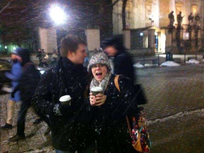 Snowy night in Krakow